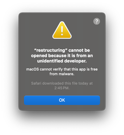 macOS unidentified developer warning